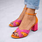 Sandalias de tacón bicolor