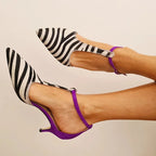 Zapatos de tacón de aguja con estampado de cebra