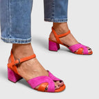 Sandalias de tacón bicolor