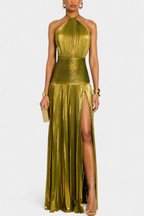 Emma | Vestido con espalda abierta y detalles metalizados