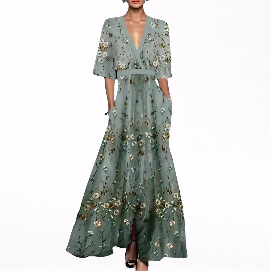 Valentina | Vestido largo elegante con escote pronunciado