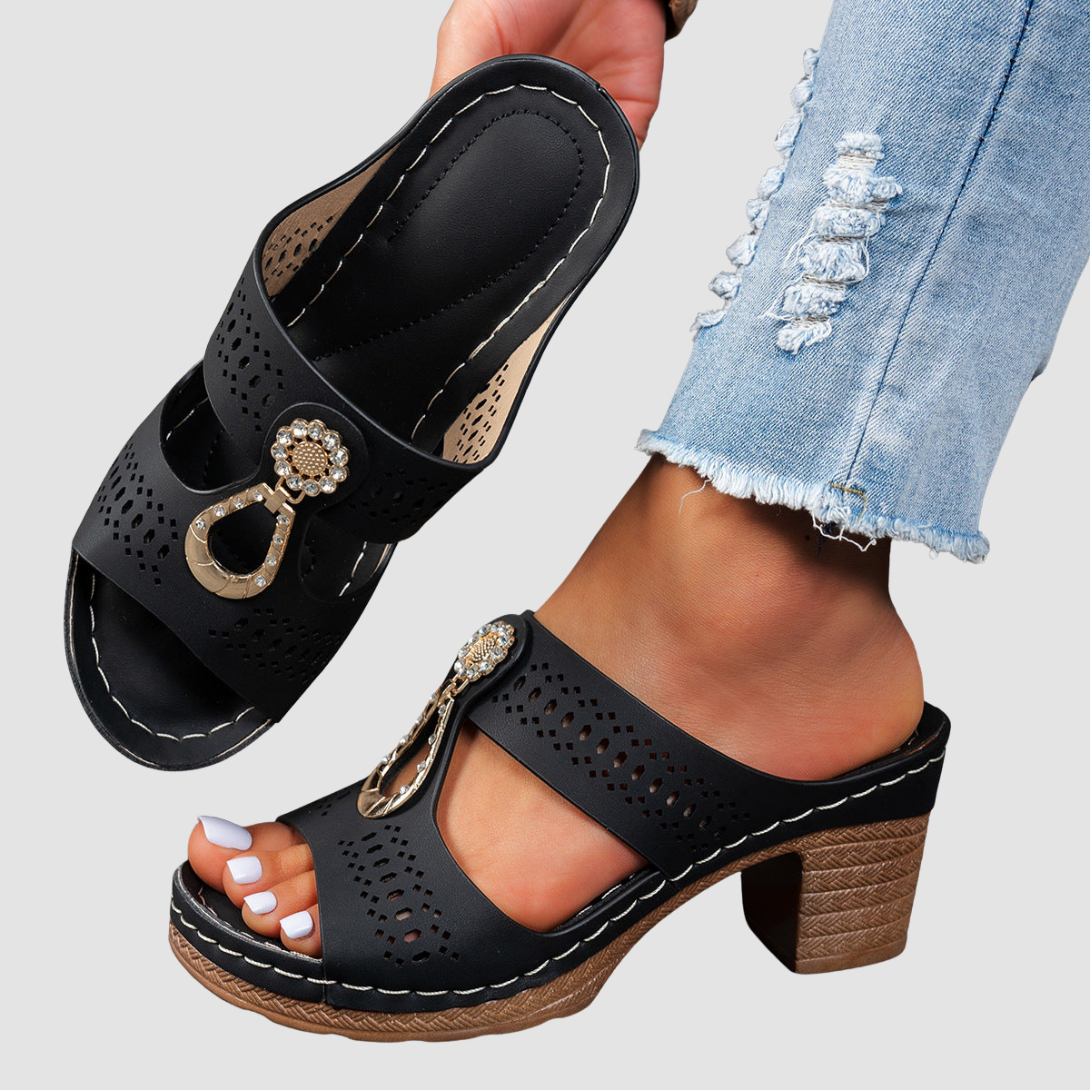 Sandalias cómodas con tacón alto