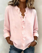 Clara | Blusa con cuello en V y volantes
