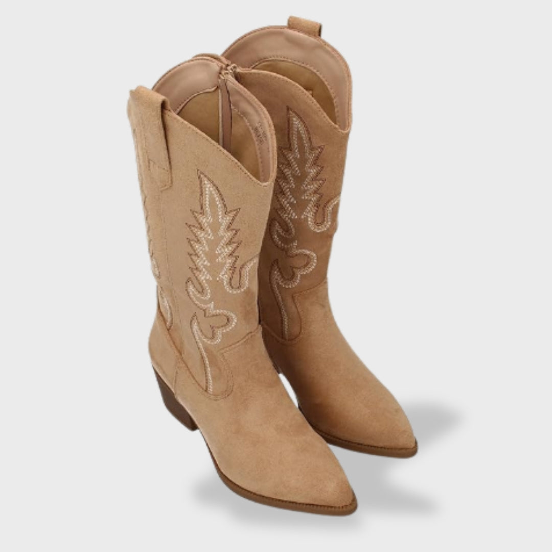 Sofía | Botas cowboy de mujer con bordado y tacón bajo