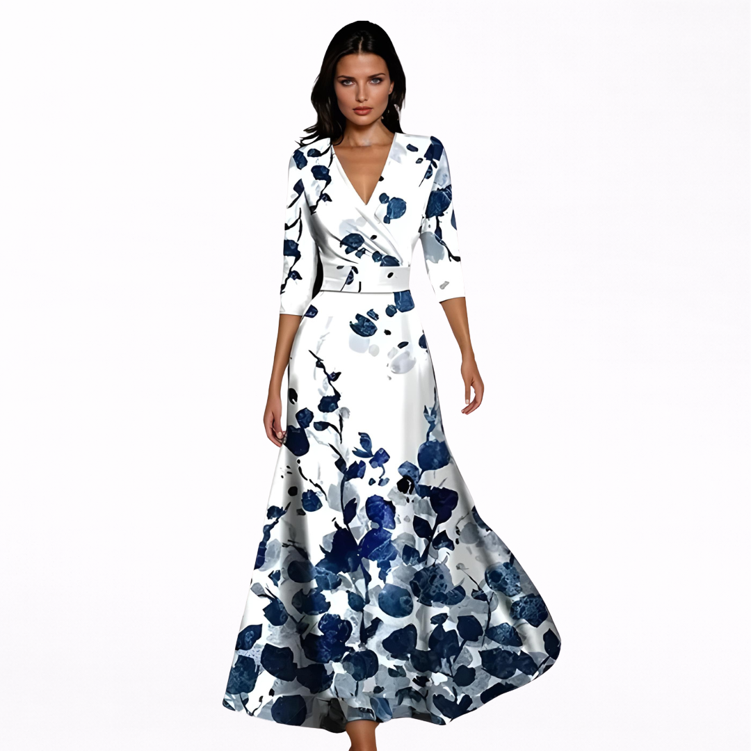 Emilia | Elegante vestido largo con estampado floral