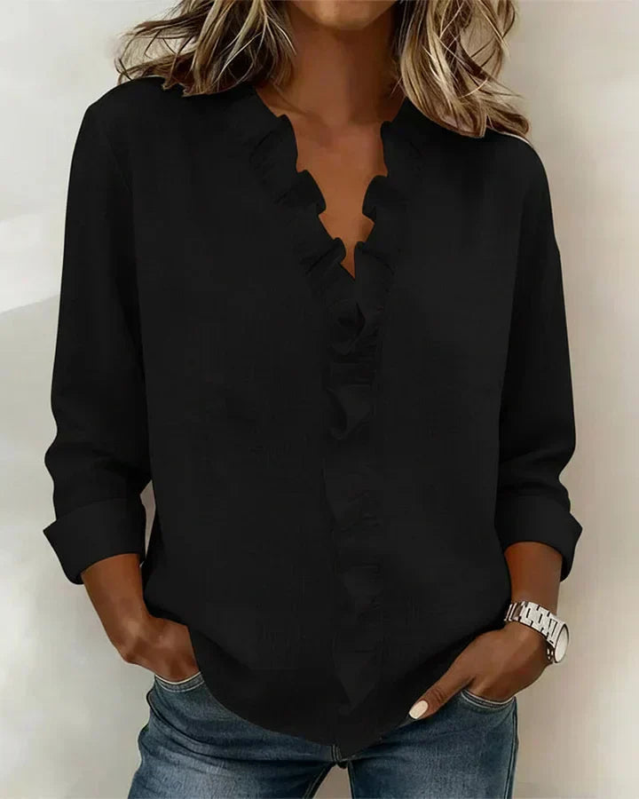 Clara | Blusa con cuello en V y volantes