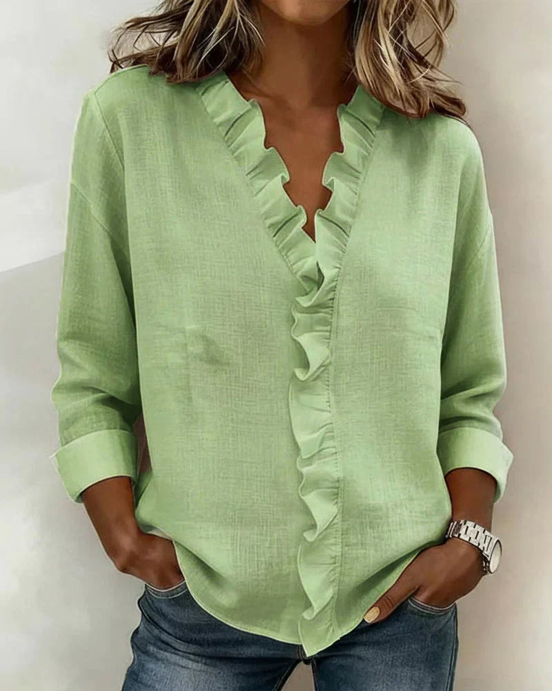 Clara | Blusa con cuello en V y volantes