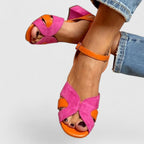 Sandalias de tacón bicolor