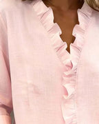 Clara | Blusa con cuello en V y volantes