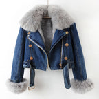 Marga | Chaqueta denim con cuello de pelo