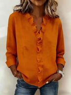 Clara | Blusa con cuello en V y volantes