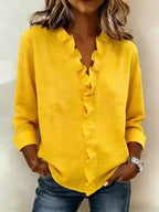 Clara | Blusa con cuello en V y volantes
