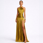 Emma | Vestido con espalda abierta y detalles metalizados