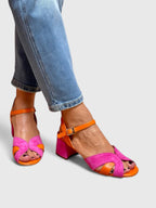 Sandalias de tacón bicolor