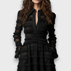 Luna | Vestdo midi con flecos transparentes