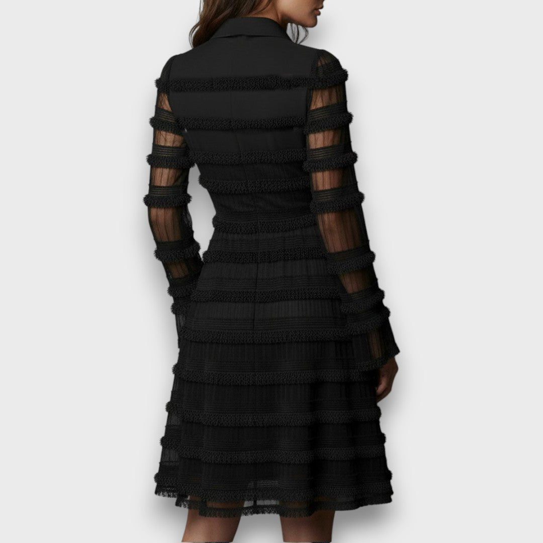 Luna | Vestdo midi con flecos transparentes