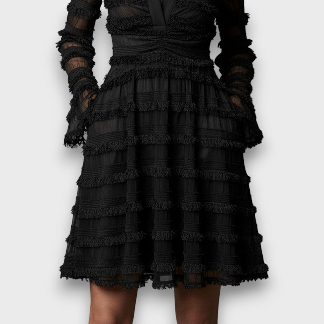 Luna | Vestdo midi con flecos transparentes