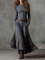Luna | Vestido maxi de ante con cinturón