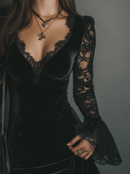 Luna™ | Vestido mini de terciopelo y encaje