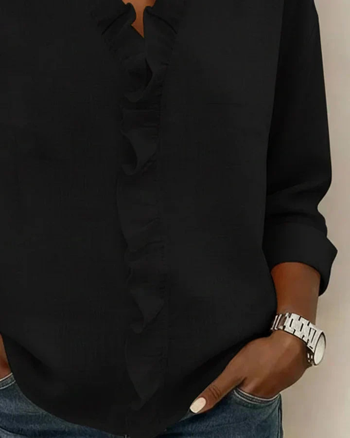 Clara | Blusa con cuello en V y volantes