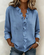 Clara | Blusa con cuello en V y volantes