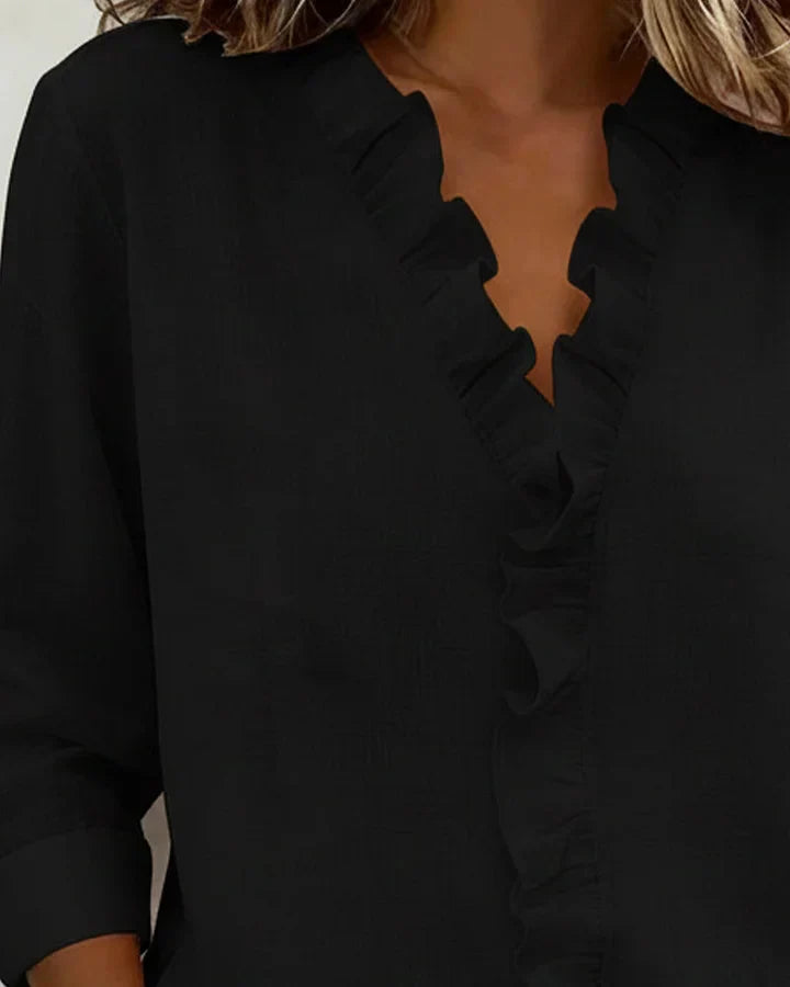 Clara | Blusa con cuello en V y volantes